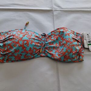 COPY - Tommy Bahama Blue and Orange Bandeau Bikini Top